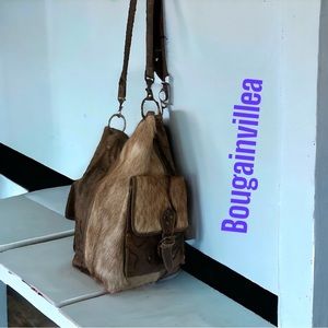 Vintage Bougainvillea leather shoulder bag